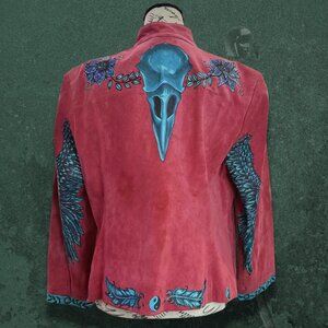 Vintage Valerie Stevens Suede Leather Jacket – Custom Hand-Painted One-of-a-Kind